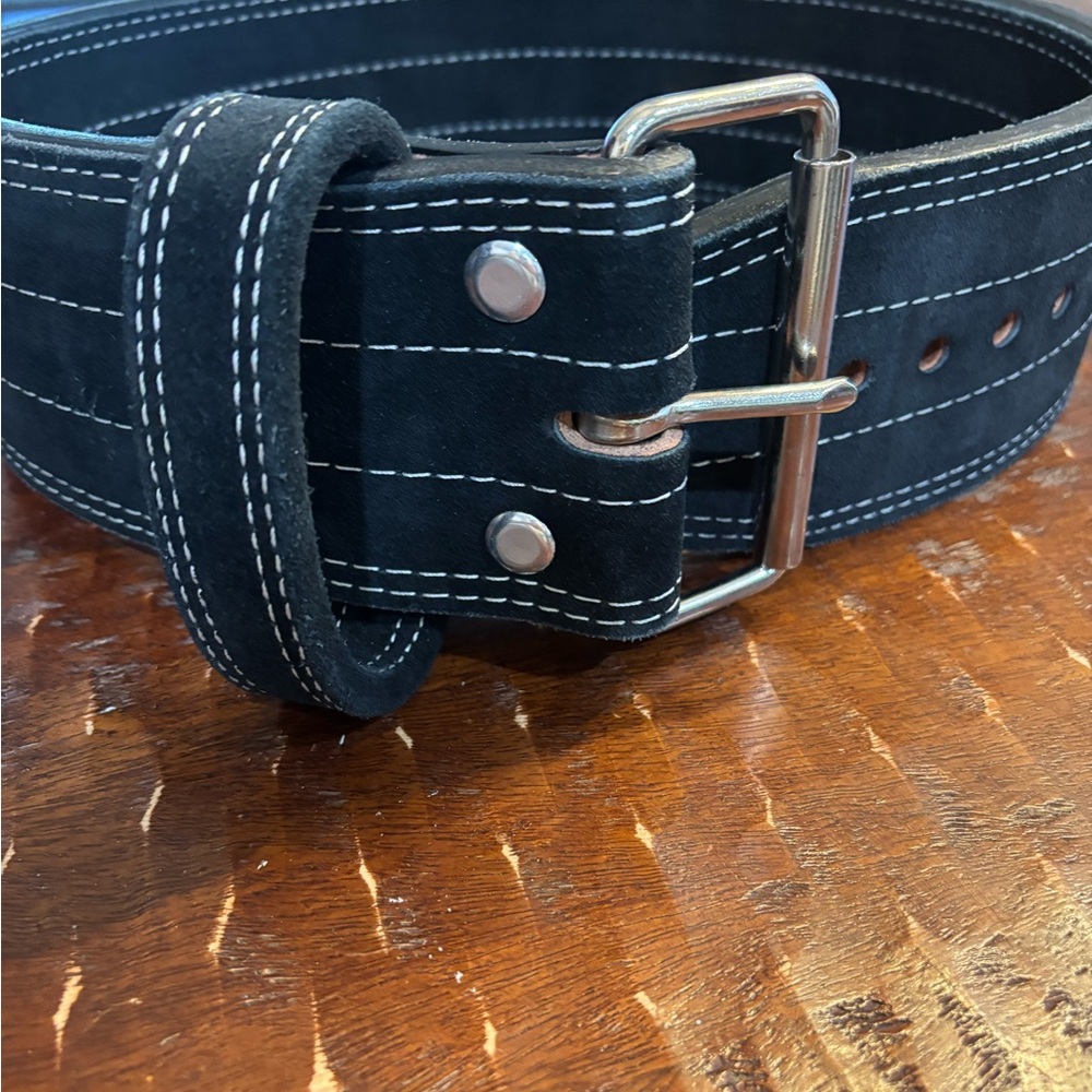 Men's Black Leather Weightlifting Belt